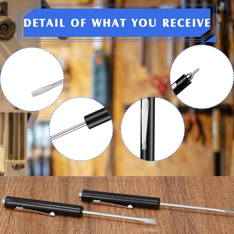 Minatee 30 Pcs Pocket Screwdriver Mini Tops and Pocket Clips Magnetic Slotted Screwdriver with Magnet Small Slotted Screw Driver for Mechanical Electrician Technician Repair Tool(Black) - Image 3